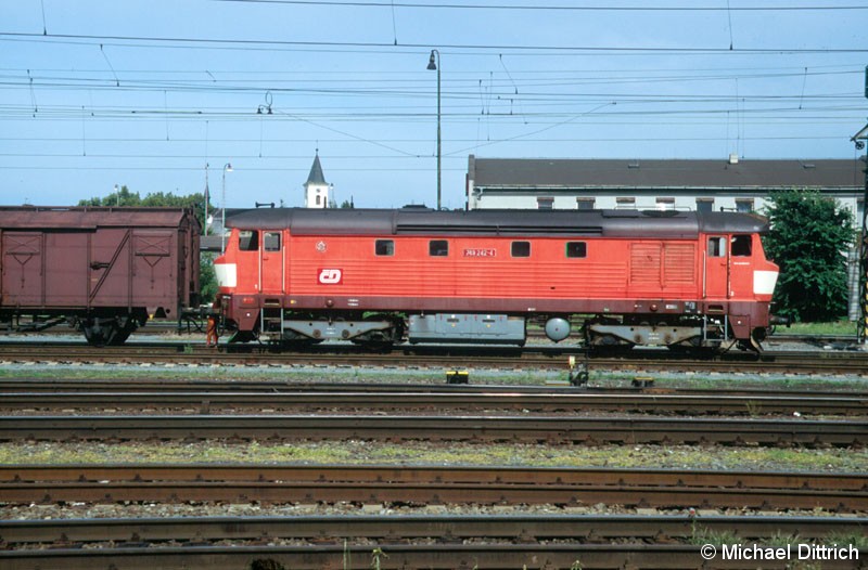 Bild: 749 242 mit einem Güterzug in Olomouc.