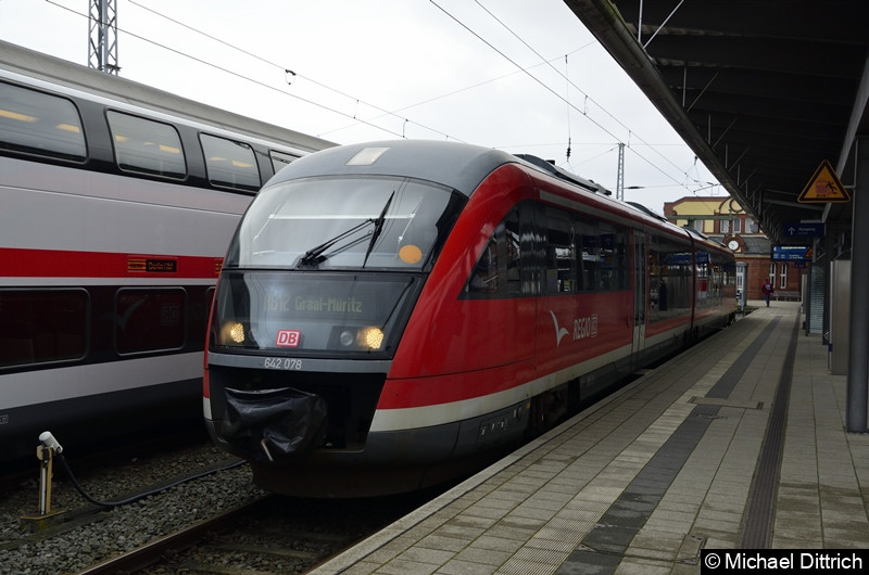 Bild: 642 078 als RB 12 in Rostock Hauptbahnhof.