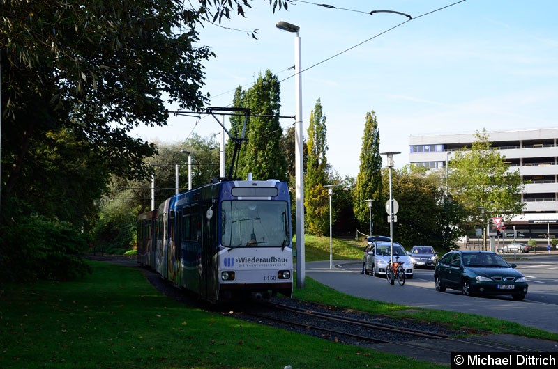 Bild: Wagen 8165 mit Beiwagen als Linie 2 am Hauptbahnhof.