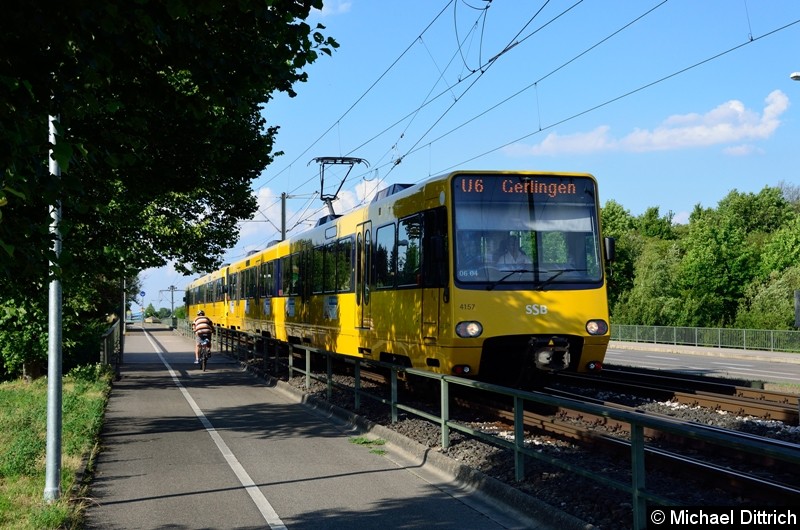 Bild: 4157 als Linie U6 zwischen Raststatter Str. und Wolfbusch.