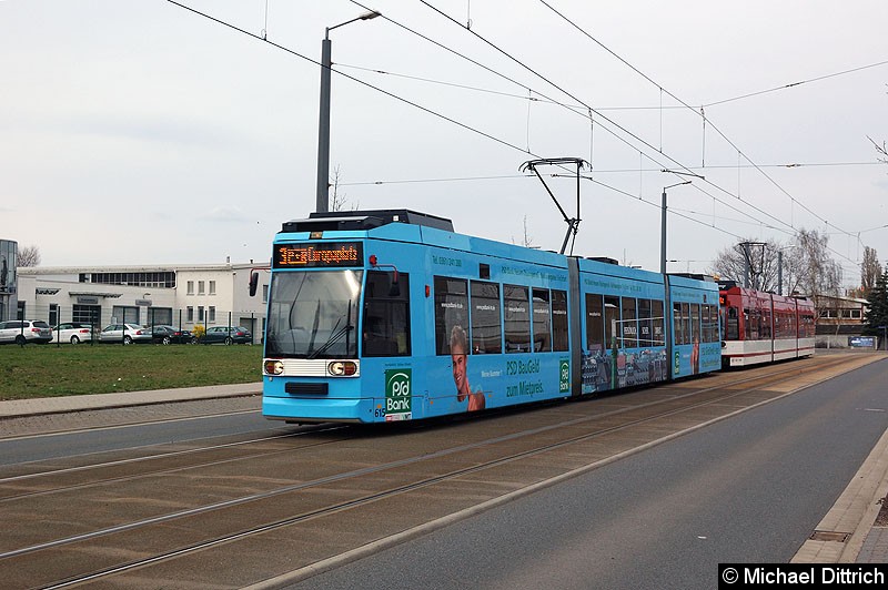 Bild: MGT6D/E 615 und 607 als Linie 3 vor der Haltestelle Mittelhäuser Str.