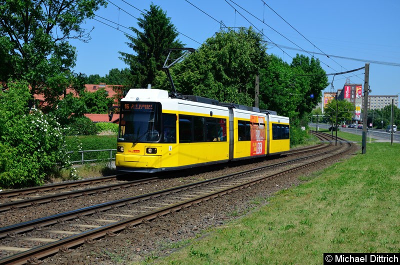 Bild: 1514 als Linie 16 kurz vor der Haltestelle Landsberger Allee/Rhinstr.