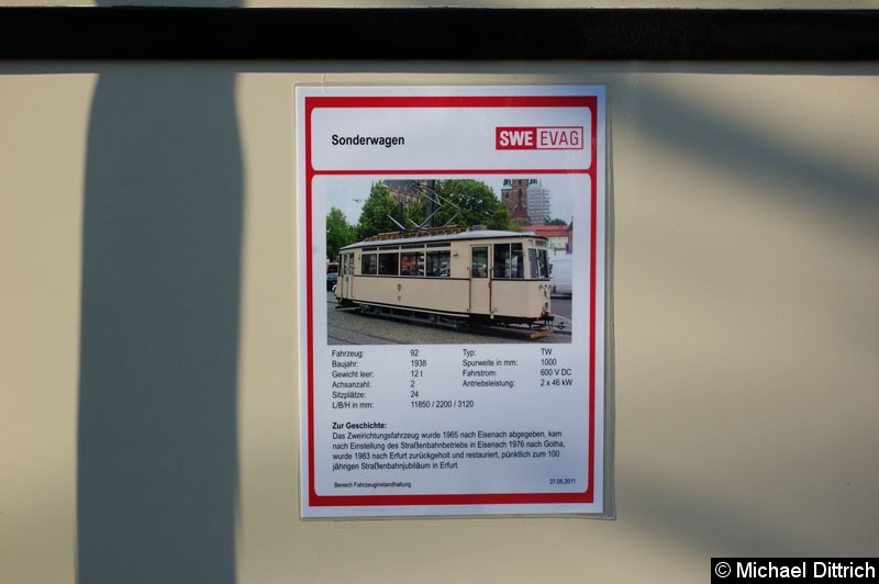 Bild: Das Infoblatt vom Wagen 92.