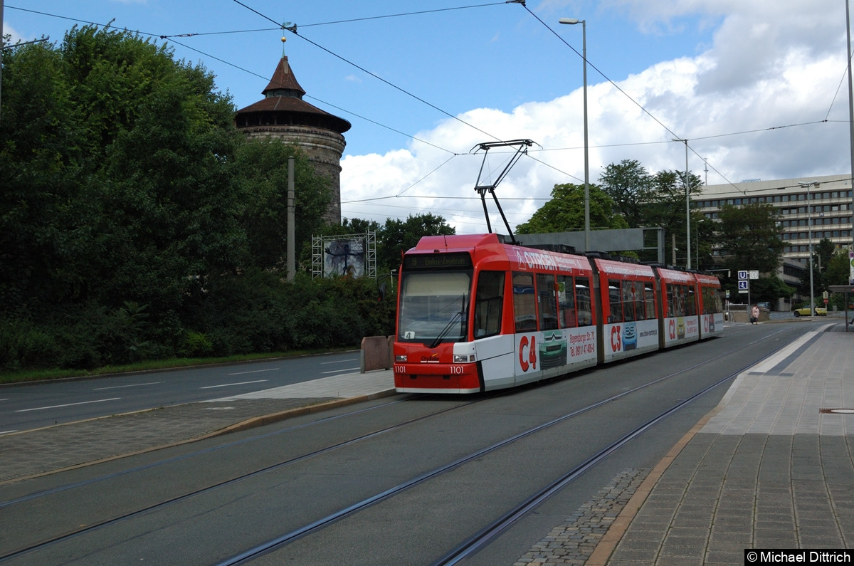 Bild: 1101 als Linie 9 kurz hinter dem Rathenauplatz.