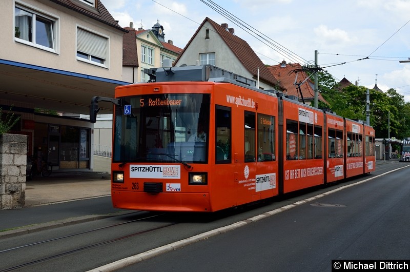 Bild: GT-N 263 zwischen den Haltestellen Pestalozzistraße Uni-Klinikum Bereich A und Josefskirche.