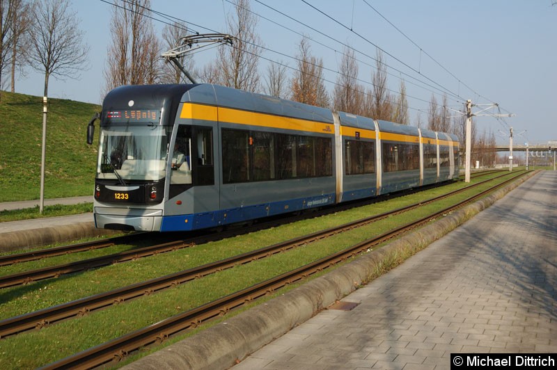 Bild: 1233 als Linie 16 zwischen den Haltestellen Messegelände und Bahnhof Messe.