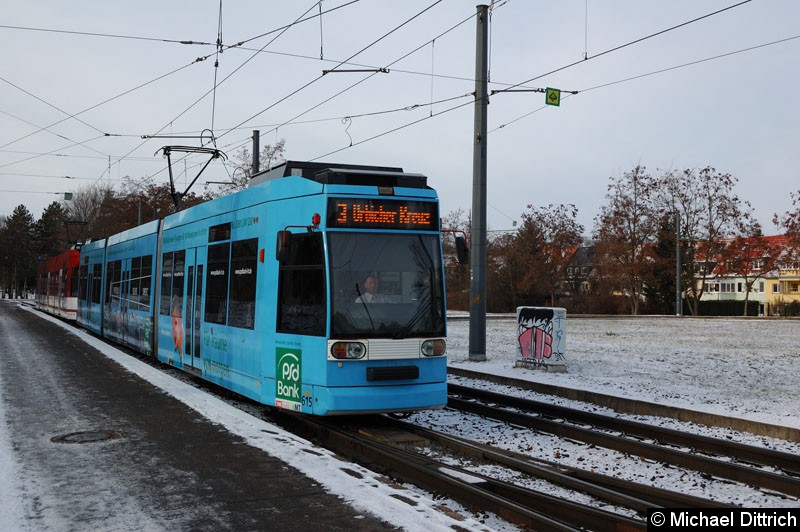 Bild: MGT6D/E 615 und 613 als Linie 3 kurz hinter der Haltestelle Agentur für Arbeit.