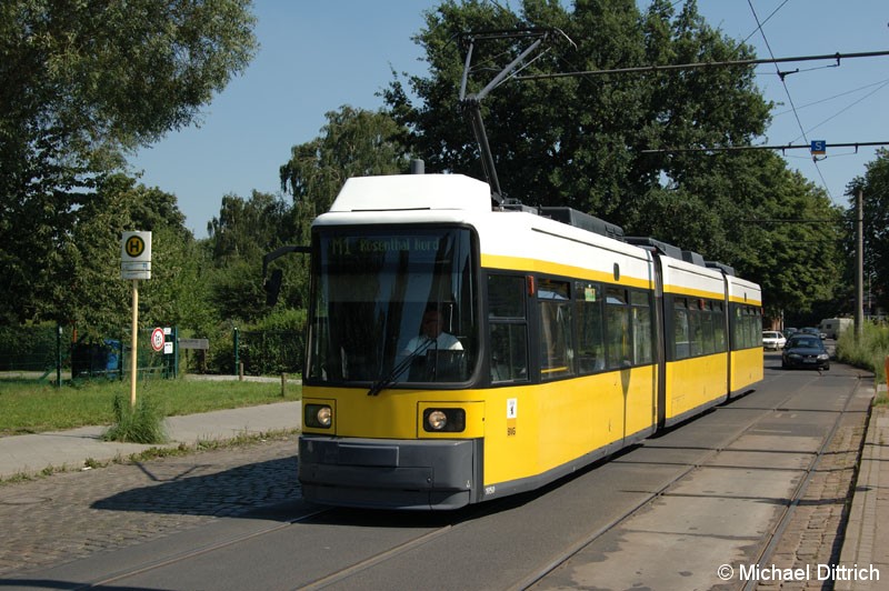 Bild: 1050 als Linie M1 an der Haltestelle Rosenthal Nord.