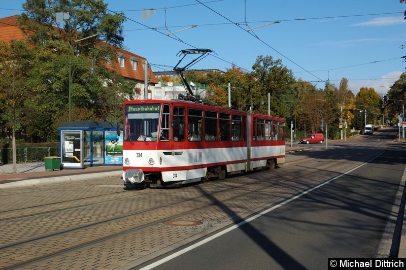 Bild: 314 als Linie 1 kurz vor dem Hauptbahnhof.
