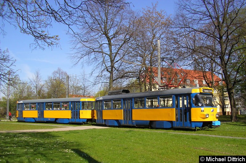 Bild: 2142 als Linie 2 im Park an der Naunhofer Straße.