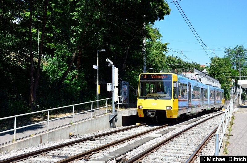 Bild: 3054 als Linie U1 an der Haltestelle Südheimer Platz.