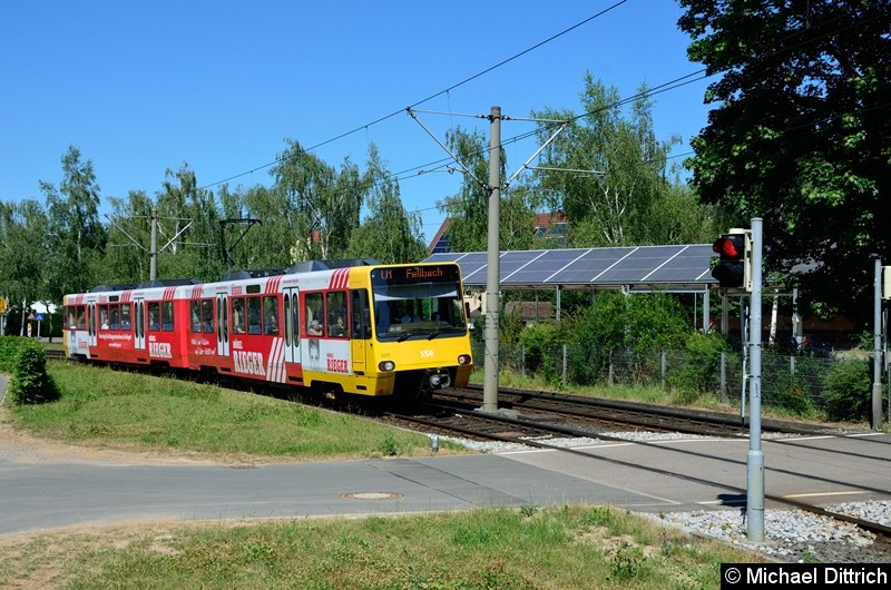 Bild: 3321 als Linie U1 zwischen den Haltestellen Esslinger Str. und Schwabenlandhalle.