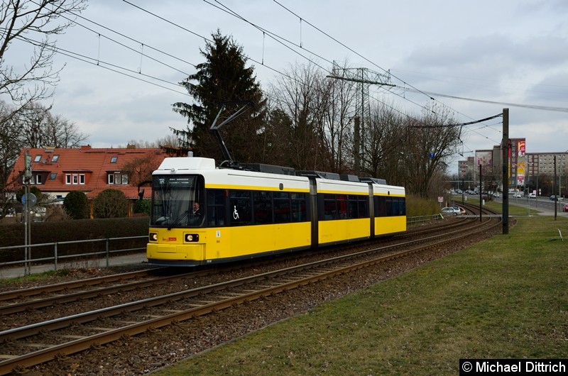 Bild: 1558 als Linie 16 kurz vor der Haltestelle Landsberger Allee/Rhinstr.