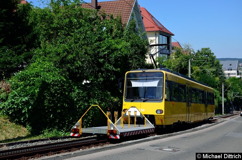 Bild: Zahnradbahn 1001 zwischen den Haltestellen Haigst und Wielandshöhe.