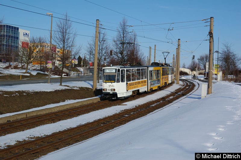 Bild: KTNF8 352 + KT4D 316 zwischen den Haltestellen Bieblach Ost und Ernst-Abbe-Str.