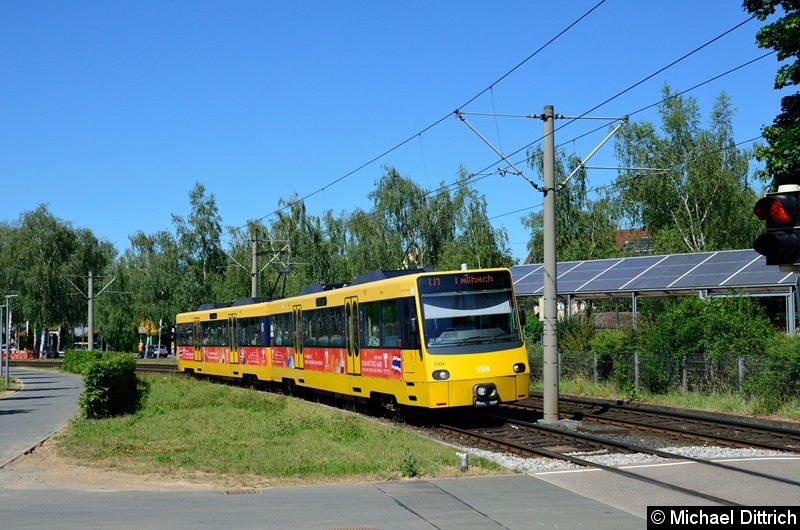 Bild: 3304 als Linie U1 zwischen den Haltestellen Esslinger Str. und Schwabenlandhalle.