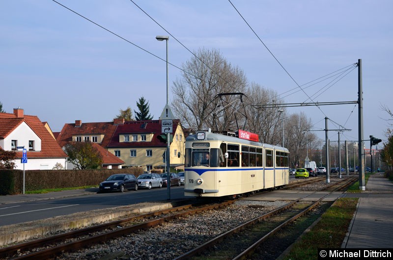 Bild: G4 178 als Stadtrundfahrt auf der Betriebsstrecke in der Marie-Elise-Kayser-Str.