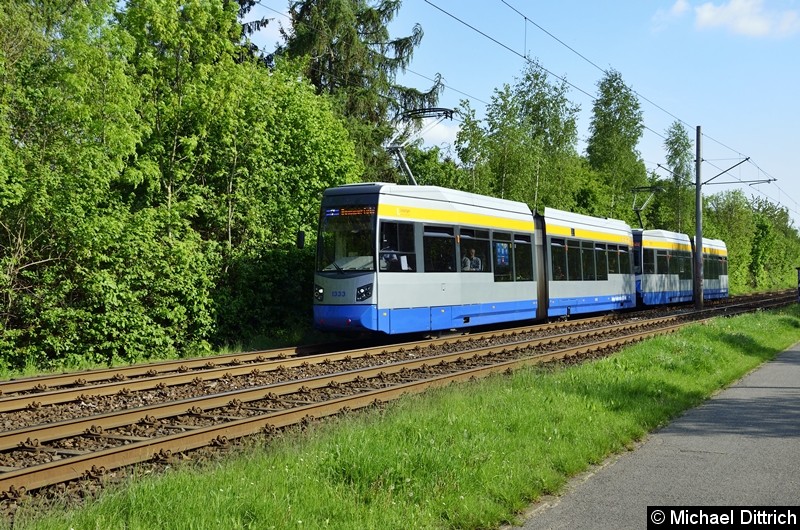 Bild: 1333 + 1325 als Linie 7 zwischen den Haltestellen Strabf. Paunsdorf und Am Vorwerk.