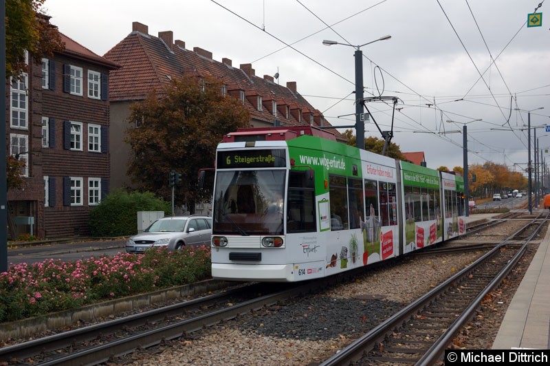 Bild: MGT6D/E 614 als Linie 6 an der Haltestelle Klinikum.