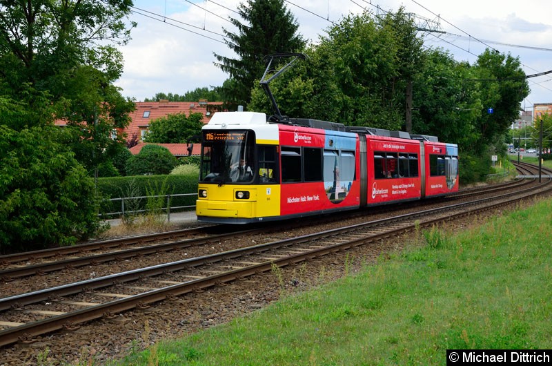 Bild: 1510 als Linie M6 kurz vor der Haltestelle Landsberger Allee/Rhinstr.