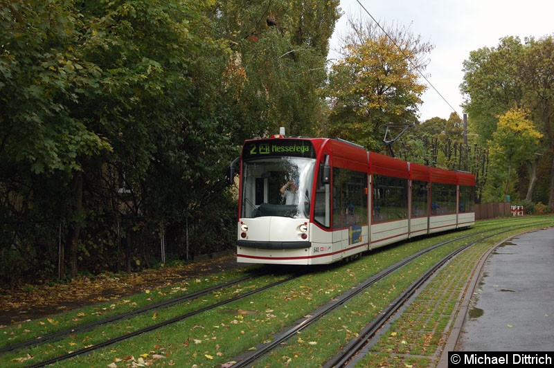 Bild: 640 als Linie 2 kurz vor der Haltestelle Gorkistraße.