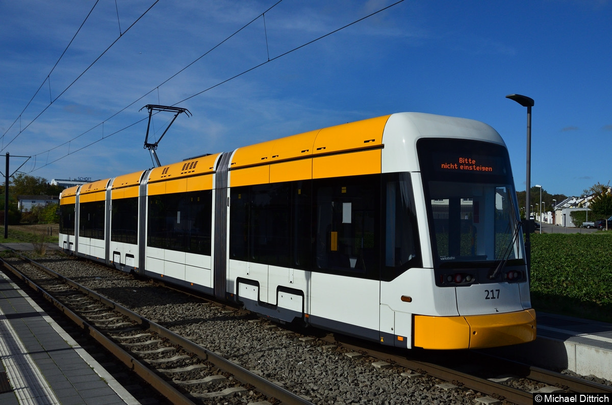 Wagen 217 als Linie 51 in seiner Endstelle Wiesenstraße.