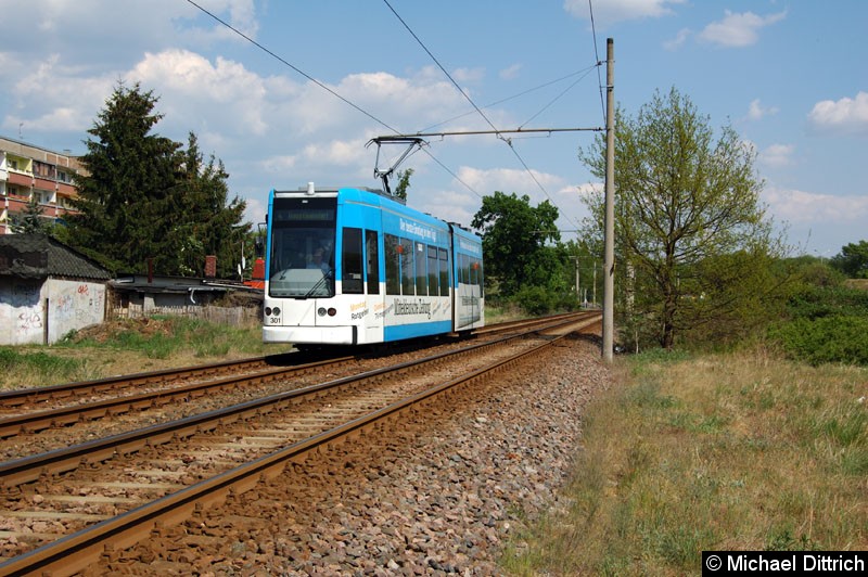 Bild: 301 als Linie 4 auf dem Weg zum Hauptbahnhof an der Haltestelle Augustenstraße.