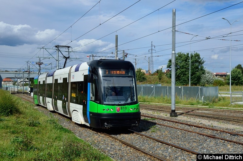 Wagen 810 als Linie 8 kurz vor der Haltestelle Turkosowa.