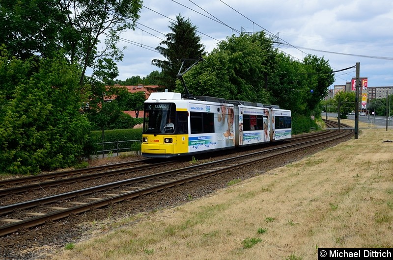 Bild: 1595 als Linie 16 kurz vor der Haltestelle Landsberger Allee/Rhinstr.