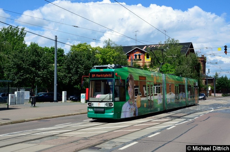 Bild: 635 als Linie 9E, die anlässlich des Tages der offenen Tür verkehrte, an der Haltestelle Betriebshof Freiimfelder Str.