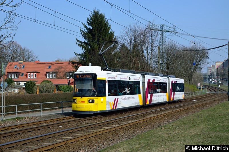 Bild: 1523 als Linie 16 kurz vor der Haltestelle Landsberger Allee/Rhinstr.